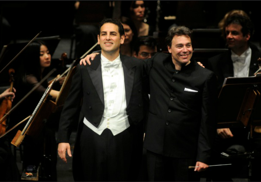 Abel (right) with Juan Diego Florez (left) at the Deutsche Oper Berlin in 2013