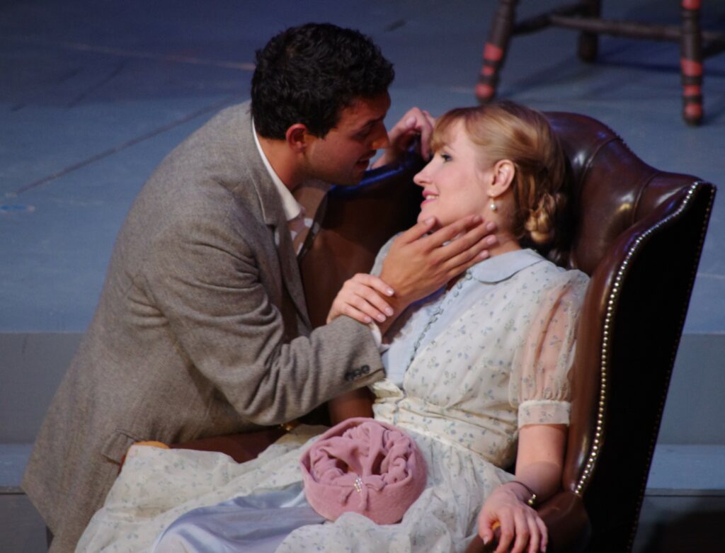 Rocco Rupolo (Rodolfo) and Natalya Gennadi (Mimi) in Highlands Opera Studio's La Bohème. Photo: John Martens