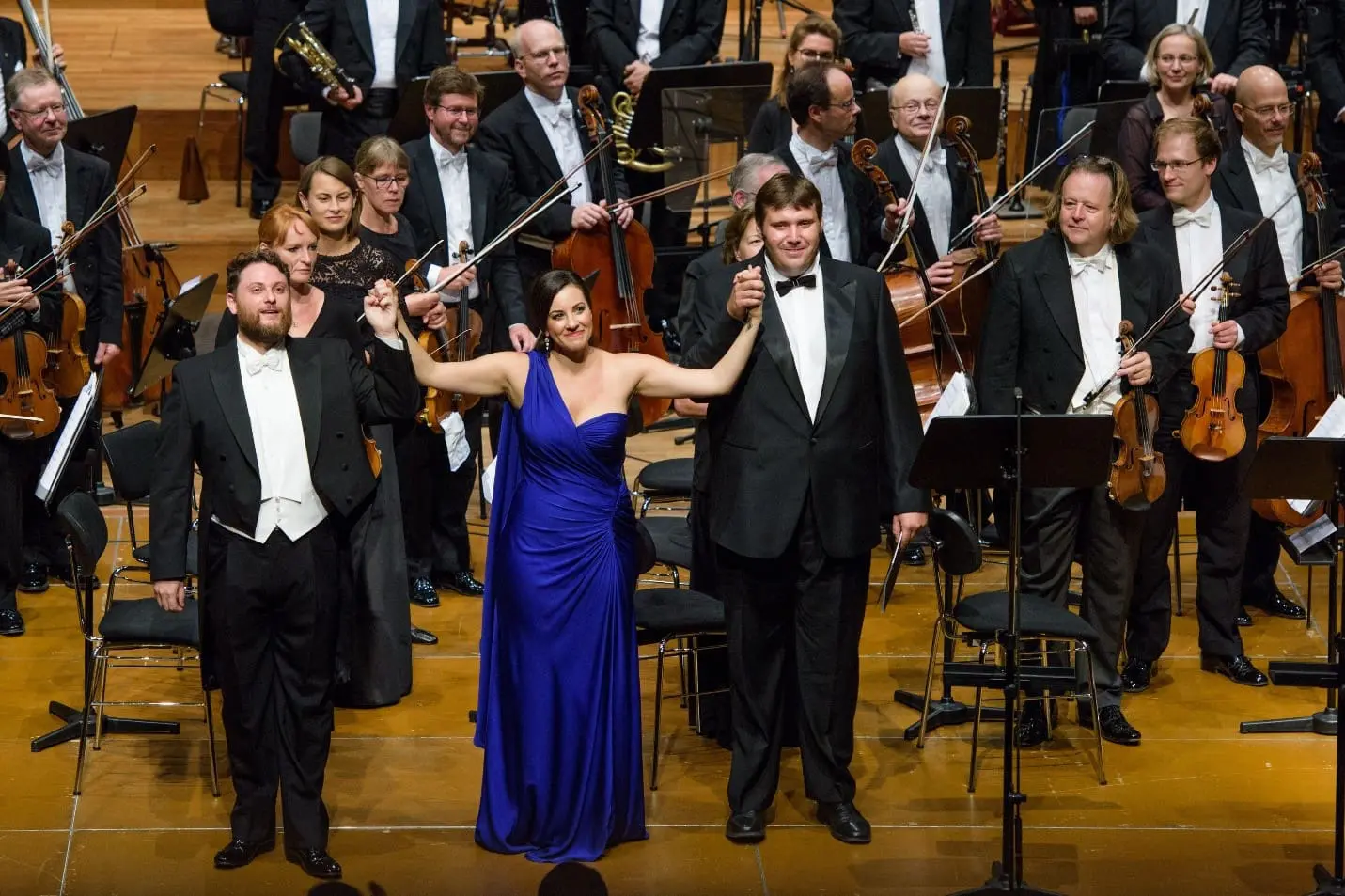 Airam Hernández, Joyce El-Khoury and Oleksandr Pushniak at Staatskapelle Weimar on August 19. Photo: Candy Welz