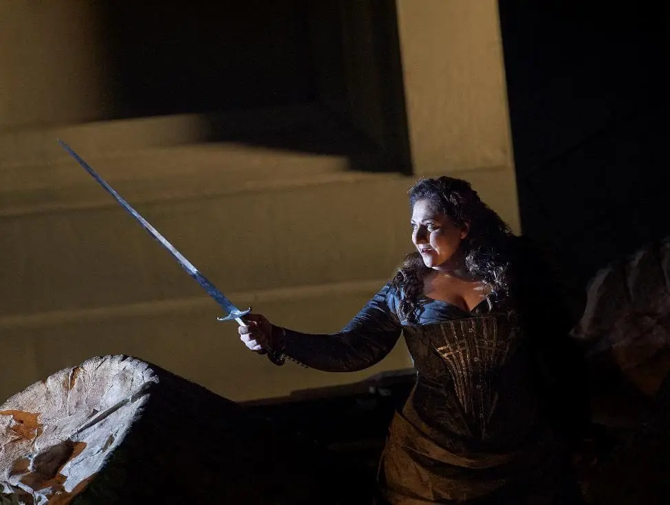 Christine Goerke (Brünnhilde) in the Canadian Opera Company's 2015 production of Die Walküre. Photo: Michael Cooper