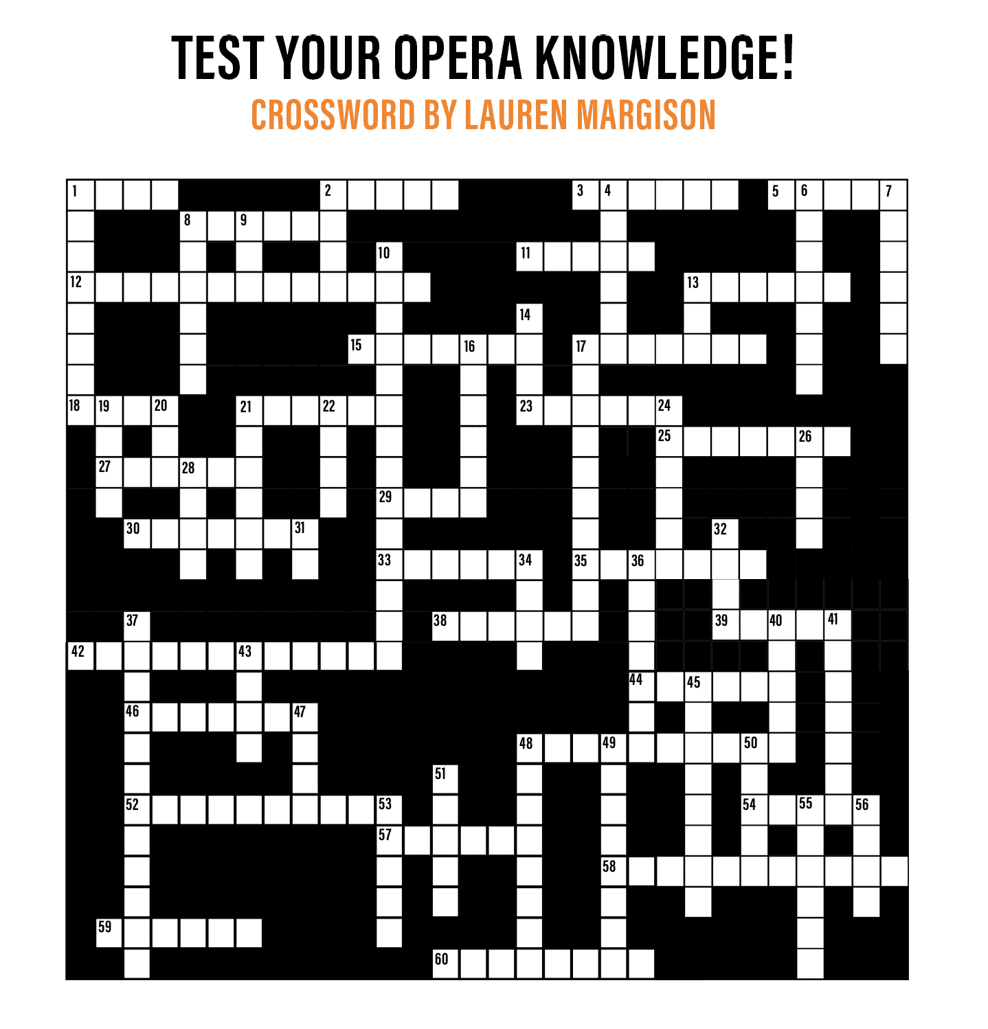 Give your opera knowledge a test – complete our crossword puzzle!