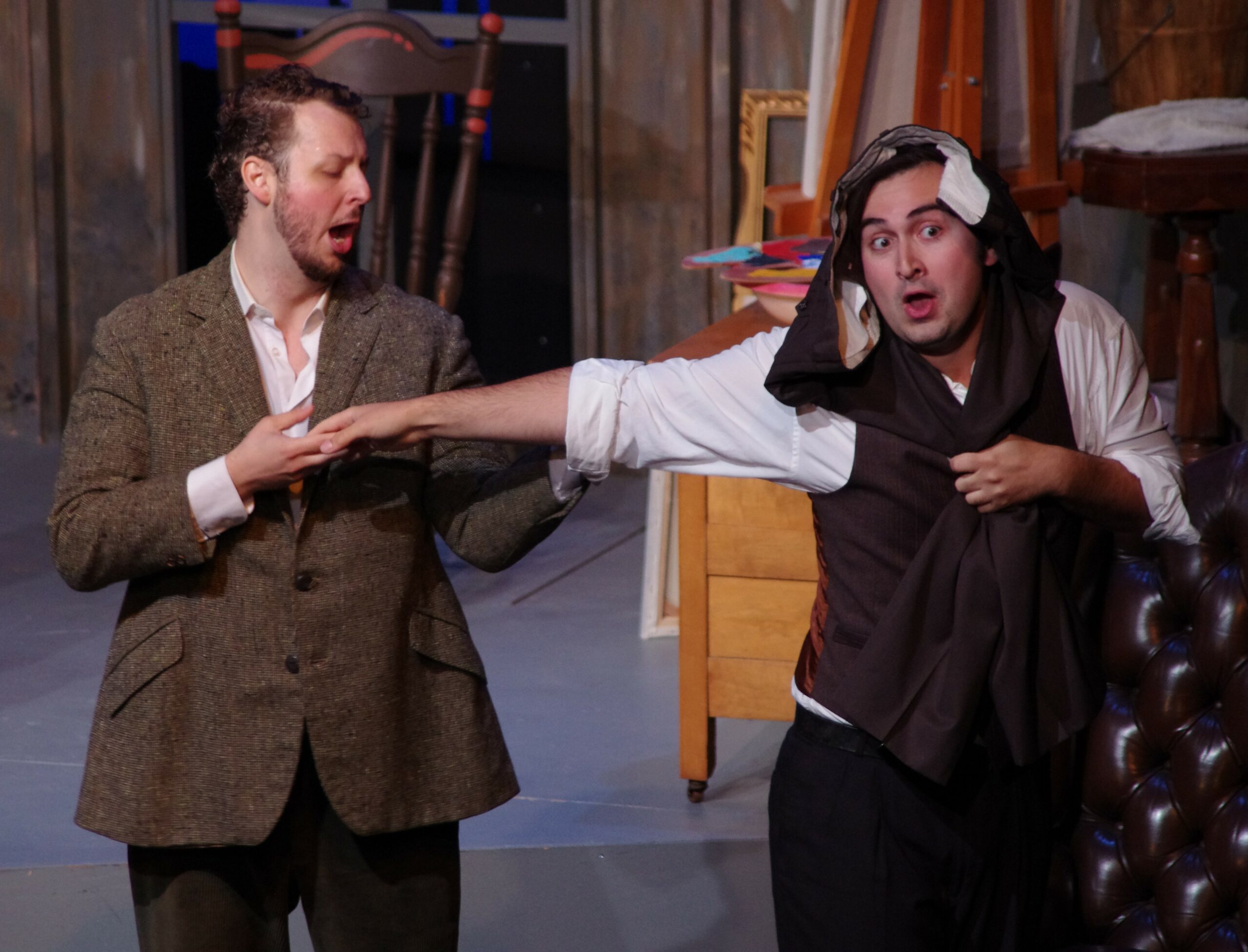 Sebastian Haboczki (Rodolfo) and Bruno Roy (Marcello) in Highlands Opera Studio's La Bohème. Photo: John Martens