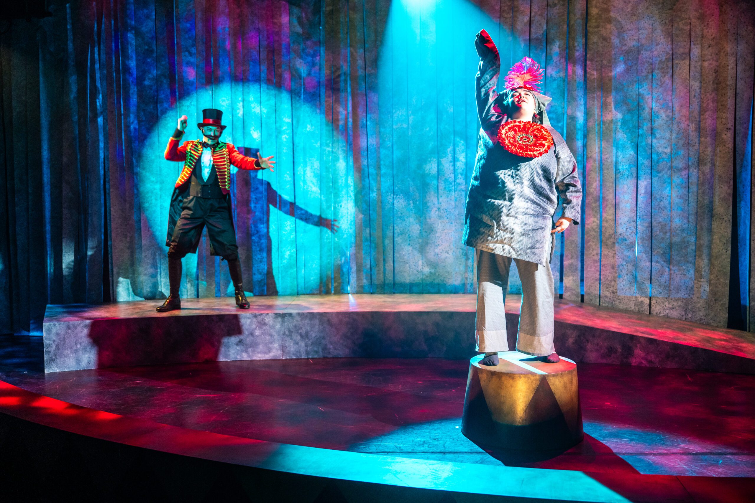 Courtenay Stevens as Circus Owner, Midori Marsh as Sydney in Tapestry Opera, Sanctuary Song. Photo by Dahlia Katz