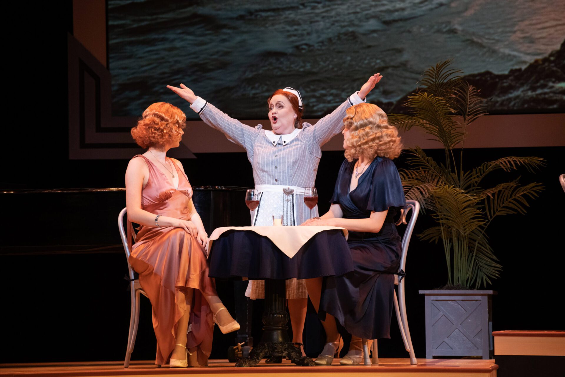 Alex Hetherington as Dorabella, Tracy Dahl as Despina, and Jamie Groote as Fiordiligi-VO’s 2026 Così fan tutte. Photo Emily Cooper